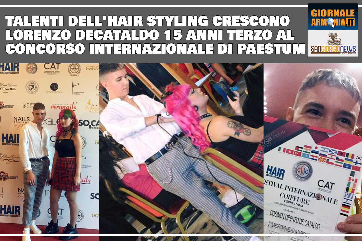 talenti dell'hair styling crescono - lorenzo decataldo 15 anni terzo al concorso internazionale di paestum